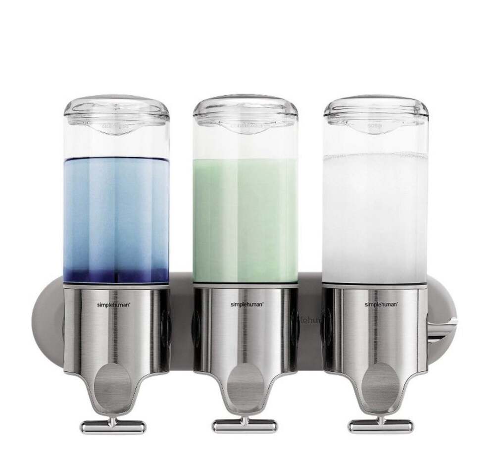 simplehuman 15 fl oz Triple Wall Mount Soap Pump Silver NEW
